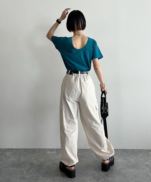 PAGEBOY（ページボーイ）の「バックオープンTシャツ（Tシャツ/カットソー・レディース・ブラック/オフホワイト/ターコイズブルー・FREE）」の12枚目の写真