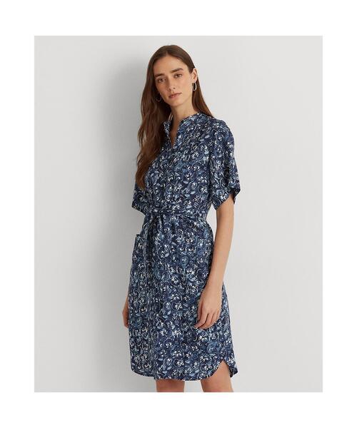 【RALPH LAUREN】タイフロント リネン シャツドレス ワンピース LAUREN RALPH LAUREN（ローレン ラルフ ローレン）の「タイ