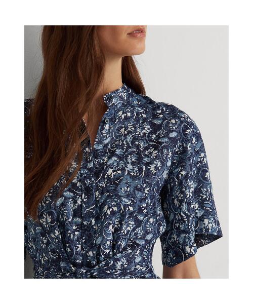 【RALPH LAUREN】タイフロント リネン シャツドレス ワンピース LAUREN RALPH LAUREN（ローレン ラルフ ローレン）の「タイ