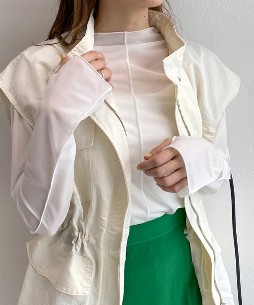 w closet（ダブルクローゼット）の「2WAYシアーフィンガーホールプルオーバー（Tシャツ/カットソー・レディース・オフホワイト/ピンク/ラベンダー/ブラック・FREE）」の2枚目の写真