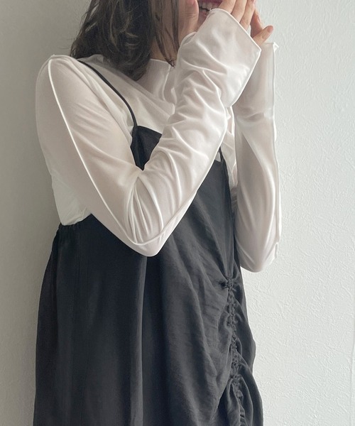 w closet（ダブルクローゼット）の「2WAYシアーフィンガーホールプルオーバー（Tシャツ/カットソー・レディース・オフホワイト/ピンク/ラベンダー/ブラック・FREE）」の9枚目の写真