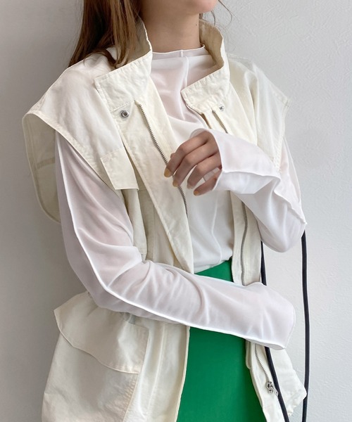 w closet（ダブルクローゼット）の「2WAYシアーフィンガーホールプルオーバー（Tシャツ/カットソー・レディース・オフホワイト/ピンク/ラベンダー/ブラック・FREE）」の17枚目の写真