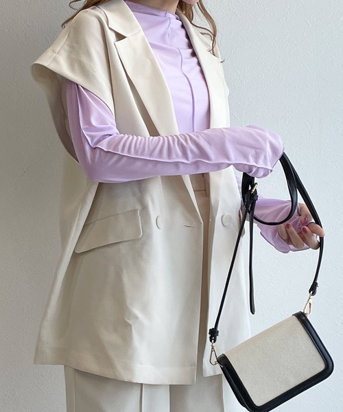 w closet（ダブルクローゼット）の「2WAYシアーフィンガーホールプルオーバー（Tシャツ/カットソー・レディース・オフホワイト/ピンク/ラベンダー/ブラック・FREE）」の21枚目の写真