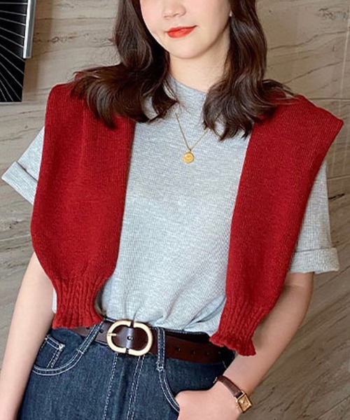Doula Doula(ドゥーラドゥーラ)の「ワッフルクルーネックトップス(Tシャツ/カットソー・レディース・ホワイト/ブラック/グレー/ベージュ/ピンク/ブラウン/オレンジ・FREE)」の10枚目の写真