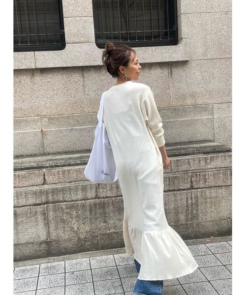 ulu(ウル)の「Organic cotton thermal laceup long dress(ワンピース・レディース・ホワイト・FREE)」の1枚目の写真