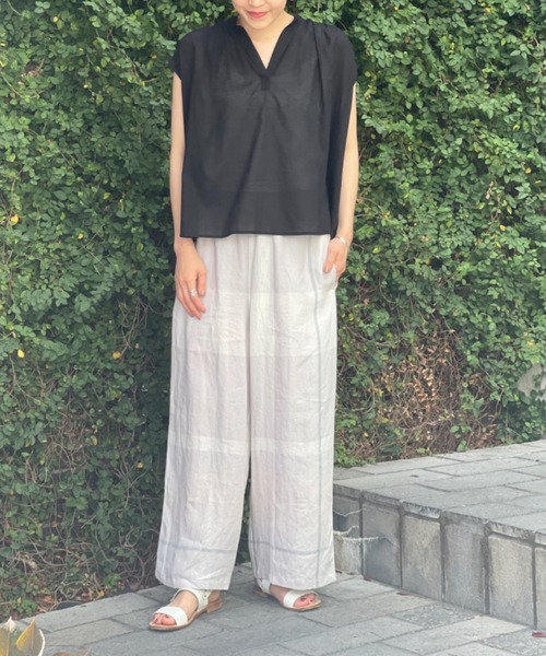 BEARDSLEY（ビアズリー）の「シャドーストライプフレンチブラウス（シャツ/ブラウス・レディース・ブラック/カーキ・FREE）」の11枚目の写真