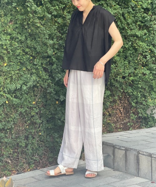 BEARDSLEY（ビアズリー）の「シャドーストライプフレンチブラウス（シャツ/ブラウス・レディース・ブラック/カーキ・FREE）」の12枚目の写真