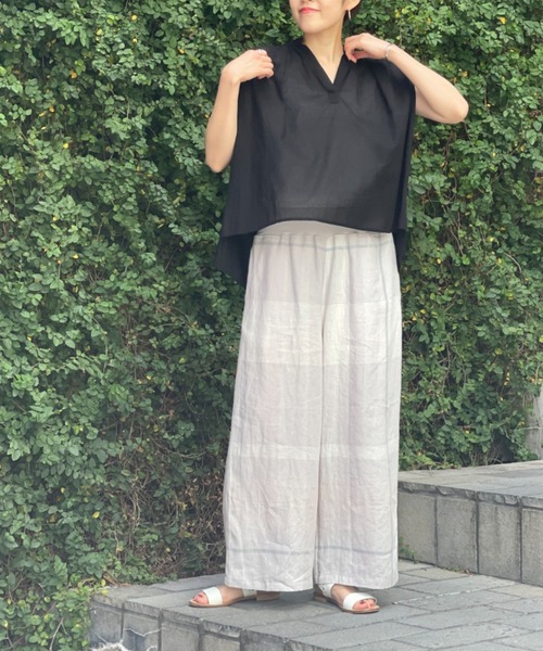 BEARDSLEY（ビアズリー）の「シャドーストライプフレンチブラウス（シャツ/ブラウス・レディース・ブラック/カーキ・FREE）」の13枚目の写真