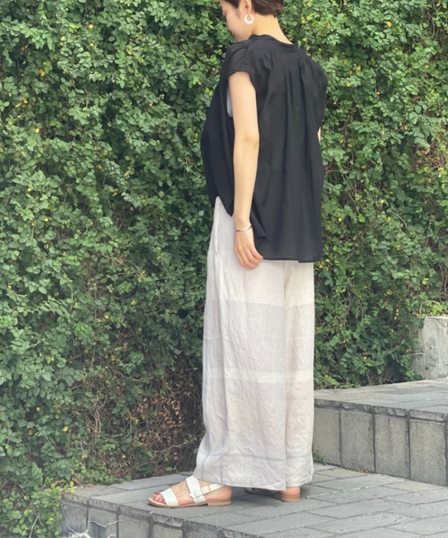 BEARDSLEY（ビアズリー）の「シャドーストライプフレンチブラウス（シャツ/ブラウス・レディース・ブラック/カーキ・FREE）」の16枚目の写真