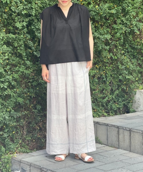 BEARDSLEY（ビアズリー）の「シャドーストライプフレンチブラウス（シャツ/ブラウス・レディース・ブラック/カーキ・FREE）」の21枚目の写真