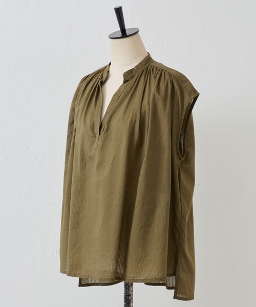 BEARDSLEY（ビアズリー）の「シャドーストライプフレンチブラウス（シャツ/ブラウス・レディース・ブラック/カーキ・FREE）」の22枚目の写真