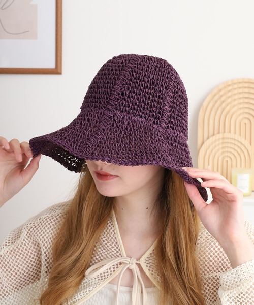 Sense of Grace（センスオブグレース）の「ペーパークロシェ編み キャペリンハット（ハット・レディース・ブラック/ブラウン/アイボリー/ライトオリーブ/キナリ/ベージュ/ブルー/グレー/パープル/オレンジ/グリーン・FREE/S）」の19枚目の写真
