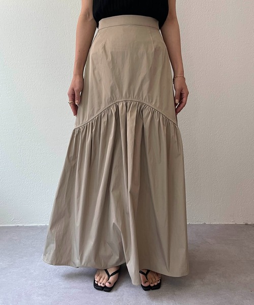 CAPRICIEUX LE'MAGE（カプリシューレマージュ）の「ラウンドティアードリバスカート（スカート・レディース・ベージュ/グリーン・FREE）」の19枚目の写真