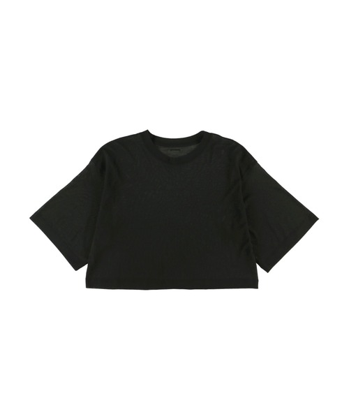 ALEXIA STAM（アリシアスタン）の「Basic Sheer Cropped Tee/ベーシックシアークロップドT（Tシャツ/カットソー・レディース・ベージュ/ブラック・FREE）」の4枚目の写真