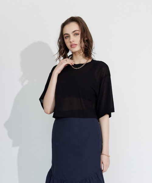 ALEXIA STAM（アリシアスタン）の「Basic Sheer Cropped Tee/ベーシックシアークロップドT（Tシャツ/カットソー・レディース・ベージュ/ブラック・FREE）」の19枚目の写真