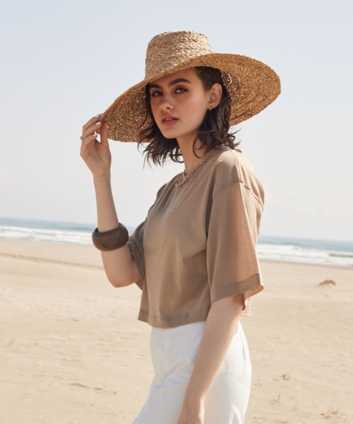 ALEXIA STAM（アリシアスタン）の「Basic Sheer Cropped Tee/ベーシックシアークロップドT（Tシャツ/カットソー・レディース・ベージュ/ブラック・FREE）」の10枚目の写真