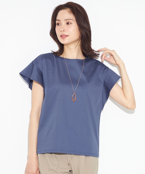 ANY(エニィ)の「【定番人気】シルケットスムースフレアスリーブ カットソー(Tシャツ/カットソー・レディース・レッド系/グリーン系/ブルー系/ベージュ系/ブラック系/アイボリー系・2/3)」の5枚目の写真