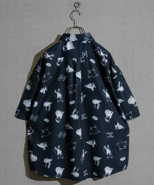 a】とろみシルクタッチ アソートアニマル柄 ルーズサイズ 半袖シャツ