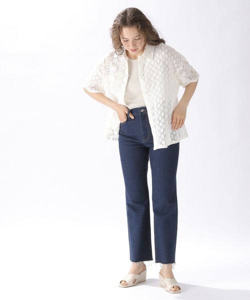 niko and...（ニコアンド）の「クレイジー綿レースビッグシャツ（シャツ/ブラウス・レディース・ブルー/オフホワイト/ブラック・FREE）」の11枚目の写真