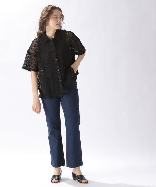 niko and...（ニコアンド）の「クレイジー綿レースビッグシャツ（シャツ/ブラウス・レディース・ブルー/オフホワイト/ブラック・FREE）」の13枚目の写真