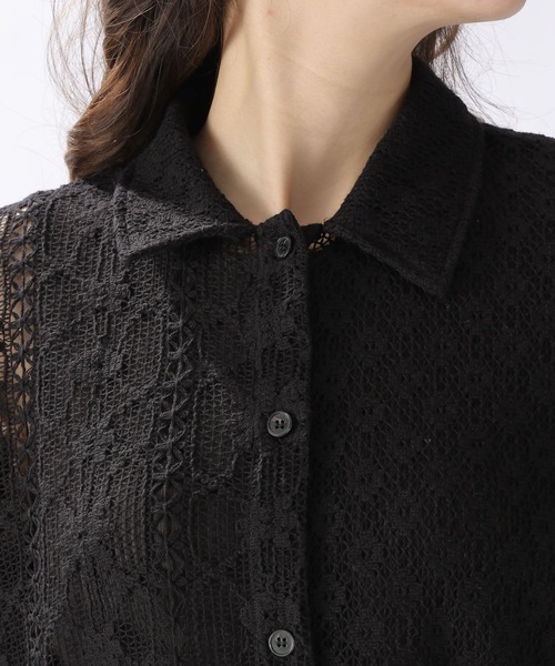 niko and...（ニコアンド）の「クレイジー綿レースビッグシャツ（シャツ/ブラウス・レディース・ブルー/オフホワイト/ブラック・FREE）」の8枚目の写真