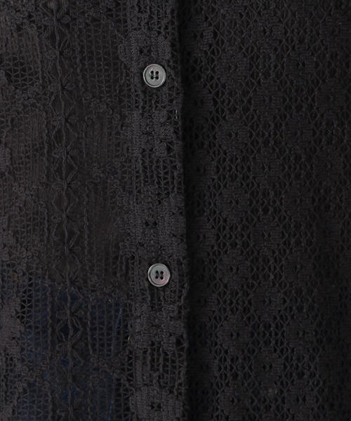 niko and...（ニコアンド）の「クレイジー綿レースビッグシャツ（シャツ/ブラウス・レディース・ブルー/オフホワイト/ブラック・FREE）」の5枚目の写真