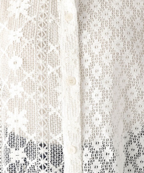 niko and...（ニコアンド）の「クレイジー綿レースビッグシャツ（シャツ/ブラウス・レディース・ブルー/オフホワイト/ブラック・FREE）」の7枚目の写真