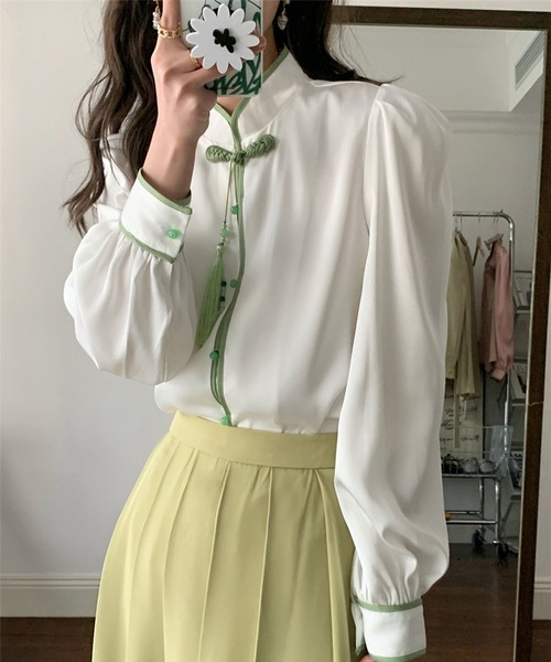 aimoha（アイモハ）の「チャイナ風ブラウス（シャツ/ブラウス・レディース・ホワイト/ピンク・SMALL/MEDIUM）」の4枚目の写真