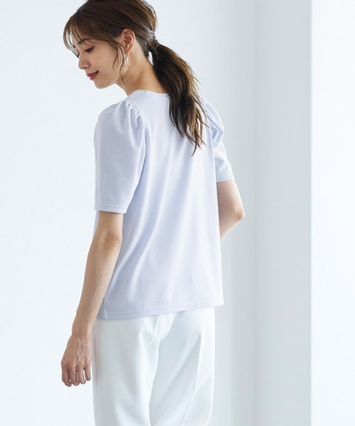 Pierrot（ピエロ）の「ポンチパフスリーブTシャツ（Tシャツ/カットソー・レディース・オフホワイト/ブラック/オレンジ/ブルー・M/L）」の6枚目の写真