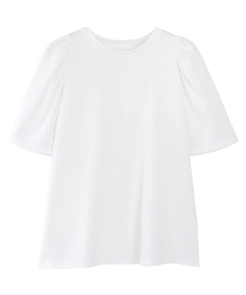 Pierrot（ピエロ）の「ポンチパフスリーブTシャツ（Tシャツ/カットソー・レディース・オフホワイト/ブラック/オレンジ/ブルー・M/L）」の7枚目の写真