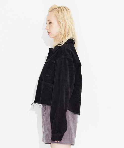 X-girl（エックスガール）の「CORDUROY JACKET（ブルゾン・レディース・ホワイト/ライトブルー/ブラック・S/M）」の4枚目の写真