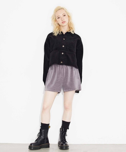 X-girl（エックスガール）の「CORDUROY JACKET（ブルゾン・レディース・ホワイト/ライトブルー/ブラック・S/M）」の6枚目の写真