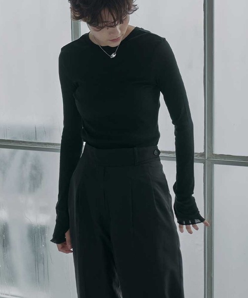 ＪＵＧＬＡＮＳ（ユグランス）の「☆ 【EDT】シアーテレコ2WAYトップス（Tシャツ/カットソー・レディース・ブラック/杢グレー・FREE）」の2枚目の写真