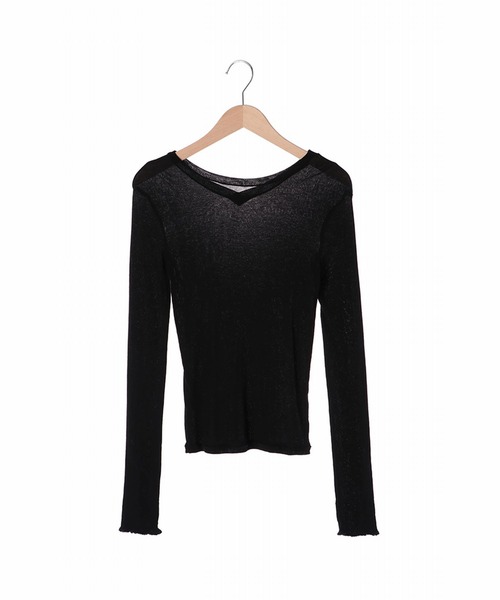 ＪＵＧＬＡＮＳ（ユグランス）の「☆ 【EDT】シアーテレコ2WAYトップス（Tシャツ/カットソー・レディース・ブラック/杢グレー・FREE）」の3枚目の写真