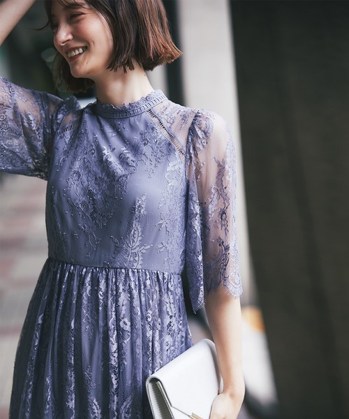 ハイネックレース地ロングドレス ドレス ワンピース ドレス Smile Smile ドレス Orchid スマイルオーキッド のファッション