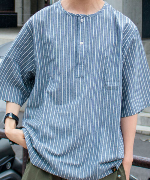 GLOSTER(グロスター)の「【GLOSTER/グロスター】《新定番》ミリタリースリーピングシャツ(シャツ/ブラウス・メンズ・ホワイト/ホワイト系その他/ブルー系その他/ライトパープル・M/L)」の1枚目の写真