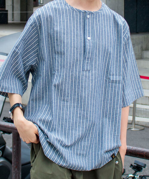 GLOSTER(グロスター)の「【GLOSTER/グロスター】《新定番》ミリタリースリーピングシャツ(シャツ/ブラウス・メンズ・ホワイト/ホワイト系その他/ブルー系その他/ライトパープル・M/L)」の5枚目の写真