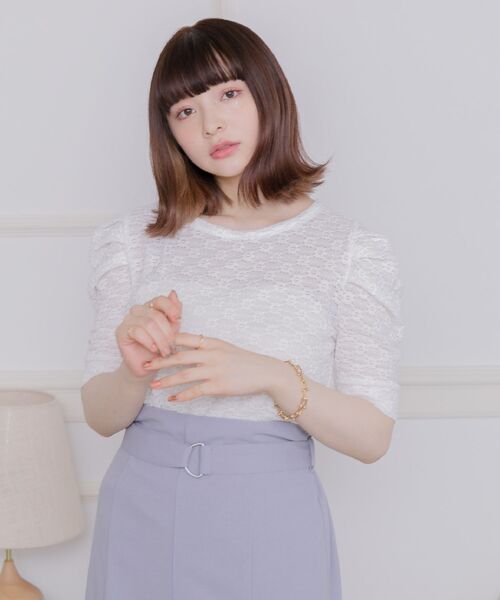 ems excite(エムズエキサイト)の「フラワーポコポコCT(Tシャツ/カットソー・レディース・ブラック/オフホワイト/イエロー・FREE)」の8枚目の写真