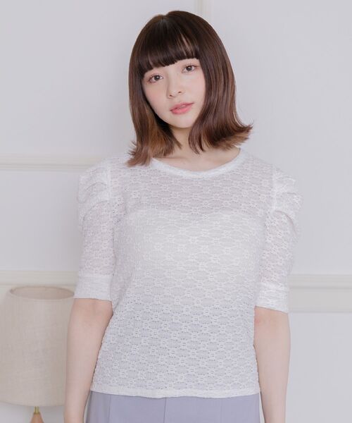 ems excite(エムズエキサイト)の「フラワーポコポコCT(Tシャツ/カットソー・レディース・ブラック/オフホワイト/イエロー・FREE)」の11枚目の写真