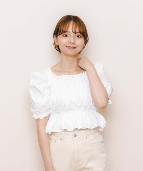 flower(フラワー)の「バブルギャザーブラウス(シャツ/ブラウス・レディース・ブラック/ホワイト・FREE)」の16枚目の写真