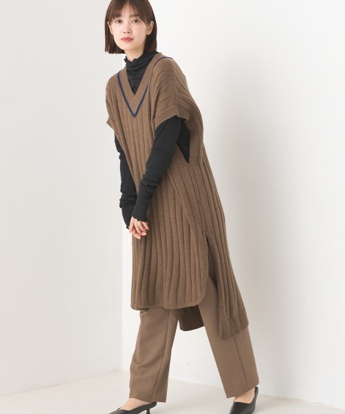 OMNES(オムネス)の「ウールナイロンVネックベスト(ベスト・レディース・アイボリー/モカ・FREE)」の11枚目の写真