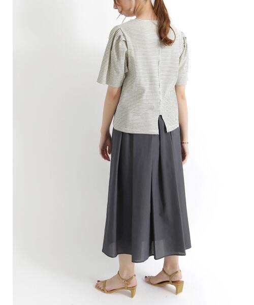 Te chichi(テチチ)の「肩タックボリューム袖カノコカットソー(ニット/セーター・レディース・ブラック/オフホワイト/グリーン・フリ-)」の13枚目の写真