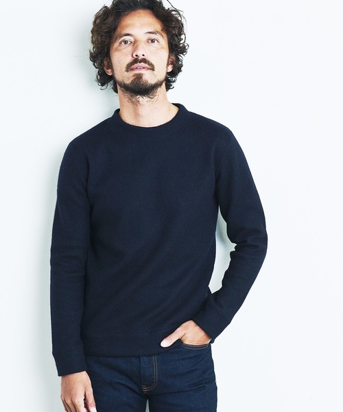 Magine(マージン)の「WOOL COMPRESSION KNITSAW C/N L/S:圧縮ウール クルーネック ニットソー ロングスリーブ(Tシャツ/カットソー・メンズ・ネイビー/ブラック/オフホワイト/チャコールグレー・44/46/48)」の1枚目の写真