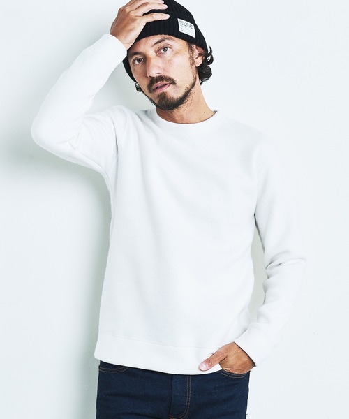 Magine(マージン)の「WOOL COMPRESSION KNITSAW C/N L/S:圧縮ウール クルーネック ニットソー ロングスリーブ(Tシャツ/カットソー・メンズ・ネイビー/ブラック/オフホワイト/チャコールグレー・44/46/48)」の2枚目の写真