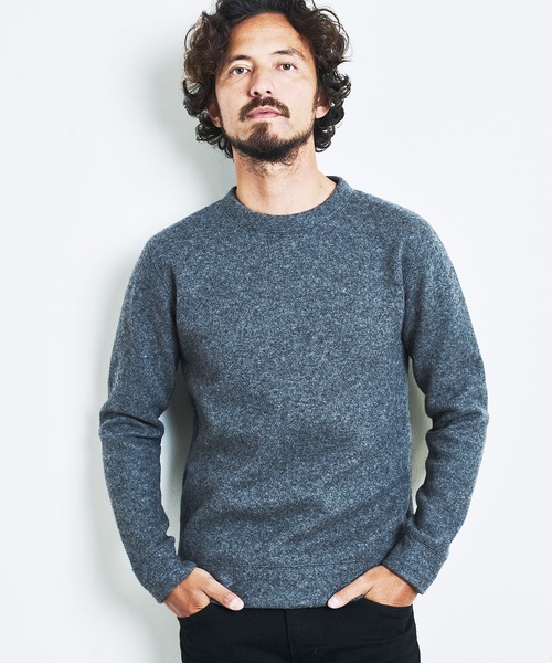 Magine(マージン)の「WOOL COMPRESSION KNITSAW C/N L/S:圧縮ウール クルーネック ニットソー ロングスリーブ(Tシャツ/カットソー・メンズ・ネイビー/ブラック/オフホワイト/チャコールグレー・44/46/48)」の4枚目の写真