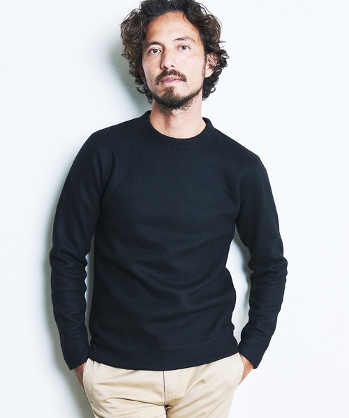 Magine(マージン)の「WOOL COMPRESSION KNITSAW C/N L/S:圧縮ウール クルーネック ニットソー ロングスリーブ(Tシャツ/カットソー・メンズ・ネイビー/ブラック/オフホワイト/チャコールグレー・44/46/48)」の3枚目の写真