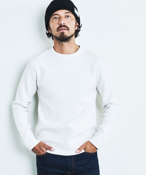 Magine(マージン)の「WOOL COMPRESSION KNITSAW C/N L/S:圧縮ウール クルーネック ニットソー ロングスリーブ(Tシャツ/カットソー・メンズ・ネイビー/ブラック/オフホワイト/チャコールグレー・44/46/48)」の5枚目の写真