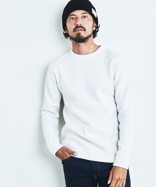 Magine(マージン)の「WOOL COMPRESSION KNITSAW C/N L/S:圧縮ウール クルーネック ニットソー ロングスリーブ(Tシャツ/カットソー・メンズ・ネイビー/ブラック/オフホワイト/チャコールグレー・44/46/48)」の8枚目の写真