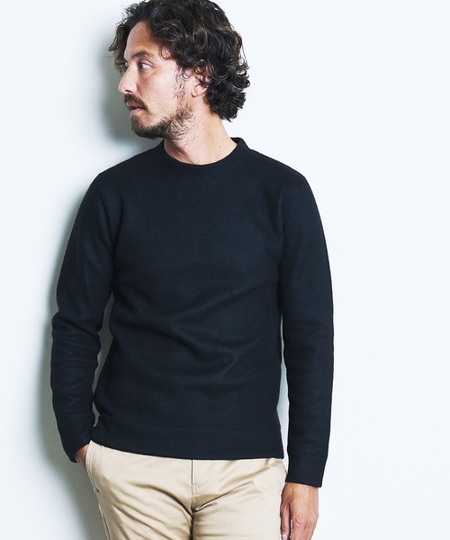 Magine(マージン)の「WOOL COMPRESSION KNITSAW C/N L/S:圧縮ウール クルーネック ニットソー ロングスリーブ(Tシャツ/カットソー・メンズ・ネイビー/ブラック/オフホワイト/チャコールグレー・44/46/48)」の10枚目の写真