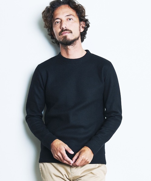 Magine(マージン)の「WOOL COMPRESSION KNITSAW C/N L/S:圧縮ウール クルーネック ニットソー ロングスリーブ(Tシャツ/カットソー・メンズ・ネイビー/ブラック/オフホワイト/チャコールグレー・44/46/48)」の9枚目の写真